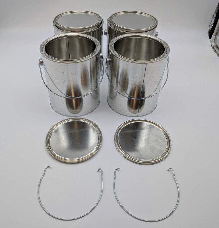 1 Gallon Metal Paint Cans w/ Lid & Handle Unlined 128oz 6.5″ OD 7.25″ H 4 Pack