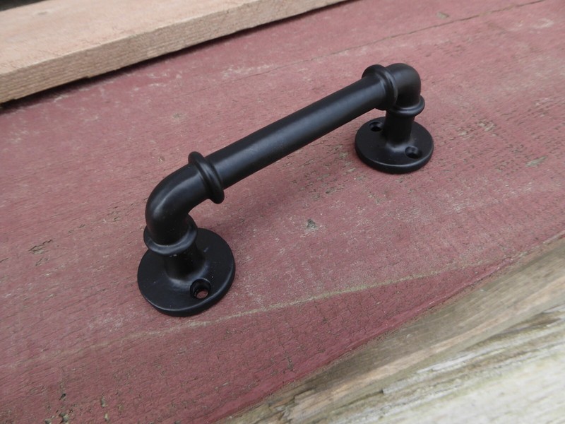 Solid Black PIPE HANDLE Drawer Pull Industrial Modern Steampunk DIY Hardware NEW gallery