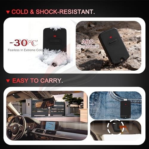 Single Button Gate Opener Remote - 4 Pack, Black, 10 Year Warranty, Easy Install gallery