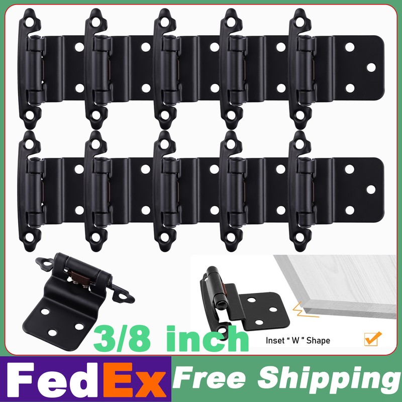 10 PCS 3/8 Inch Inset Cabinet Door Hinges Face Mount Self Closing Door Hinges US