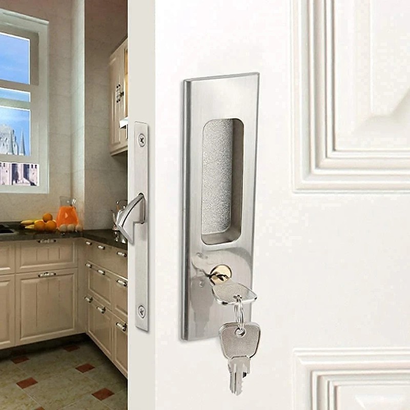 Sliding Door Lock Invisible Recessed Handle Latch with Keys for Pocket Door B…