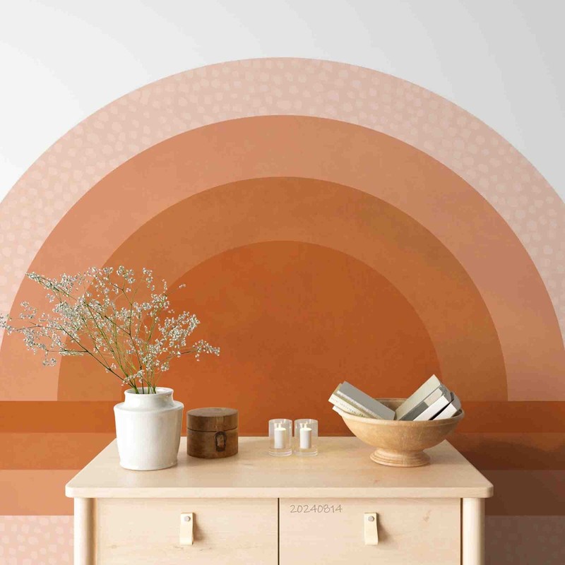 3D Geometry Orange Self-adhesive Removeable Wallpaper Wall Mural