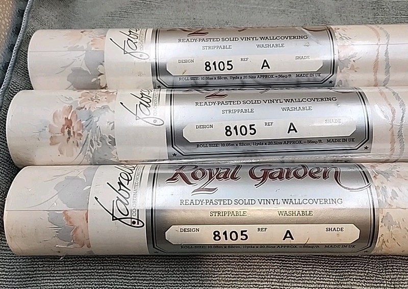 VTG Fabrelle Royal Garden 8105 Vinyl Wallpaper Wall Covering (3) Rolls 56ft² ea