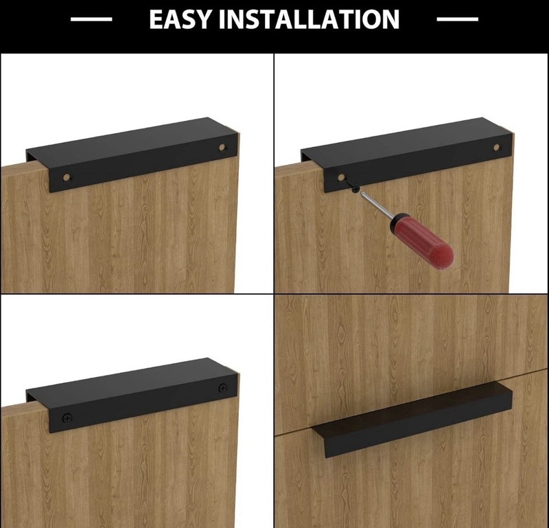 25 Pack Matte Black Finger Pulls Cabinet Edge Drawer Handles 128mm 5" Centers gallery