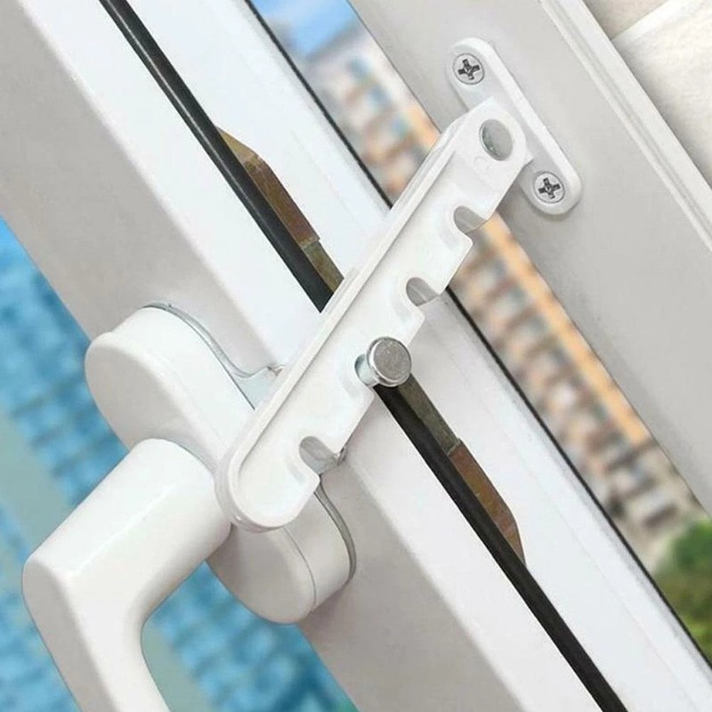White Adjustable Window Latch Bracket 6.3 x 4.2 x 1.7 cm Windproof Holder gallery