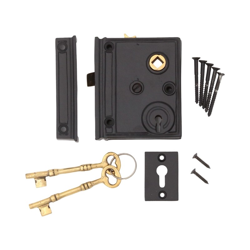 Vintage Style Square Cast Iron Rim Lock
