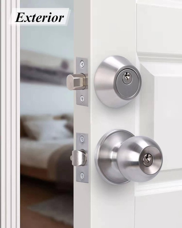 2 Sets All Keyed Same Entry Door Knob and Single Cylinder Deadbolt Combo Set, Ro gallery