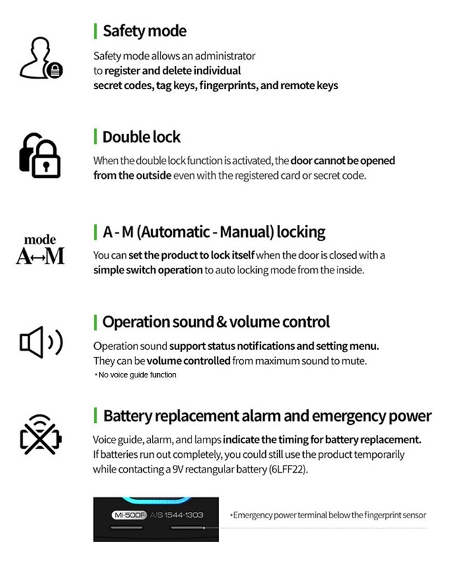 Milre Fingerprint Biometric Door Lock Rim MI-500F + 4 Key Tags + English Manual gallery