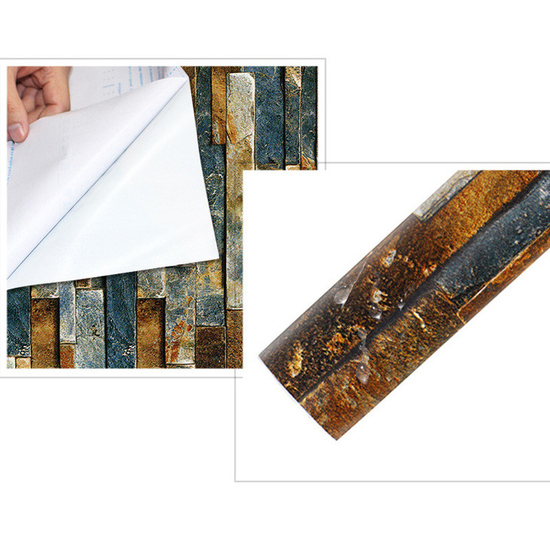 Self Adhesive Wallpaper Wall Sticker PVC Waterproof Stone Effect Realistic Retro gallery