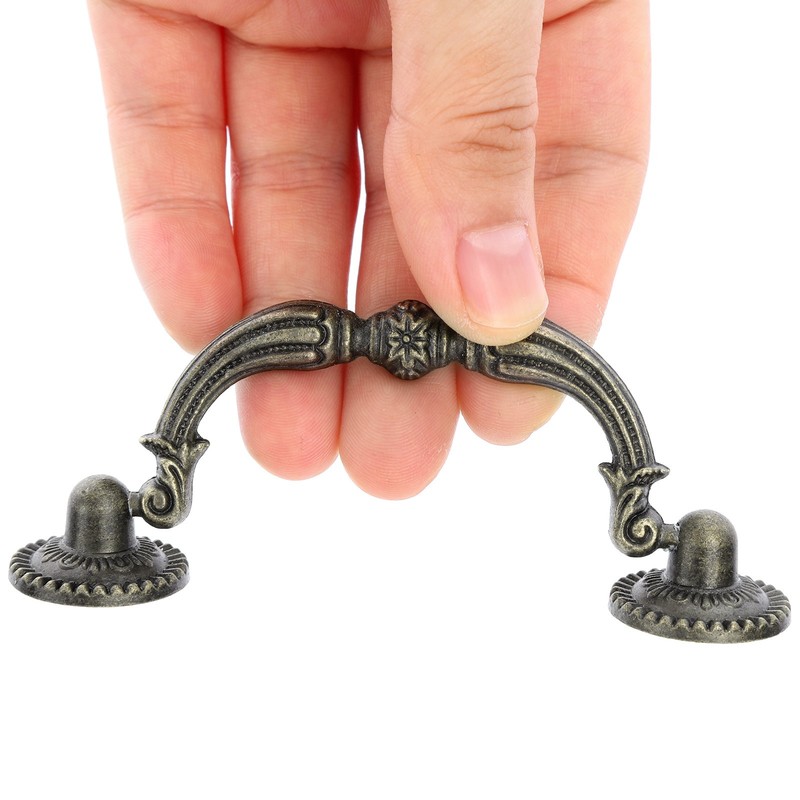 6 Pack 3" Bronze Antique Drop Bail Pulls Vintage Cabinet Drawer Handles gallery