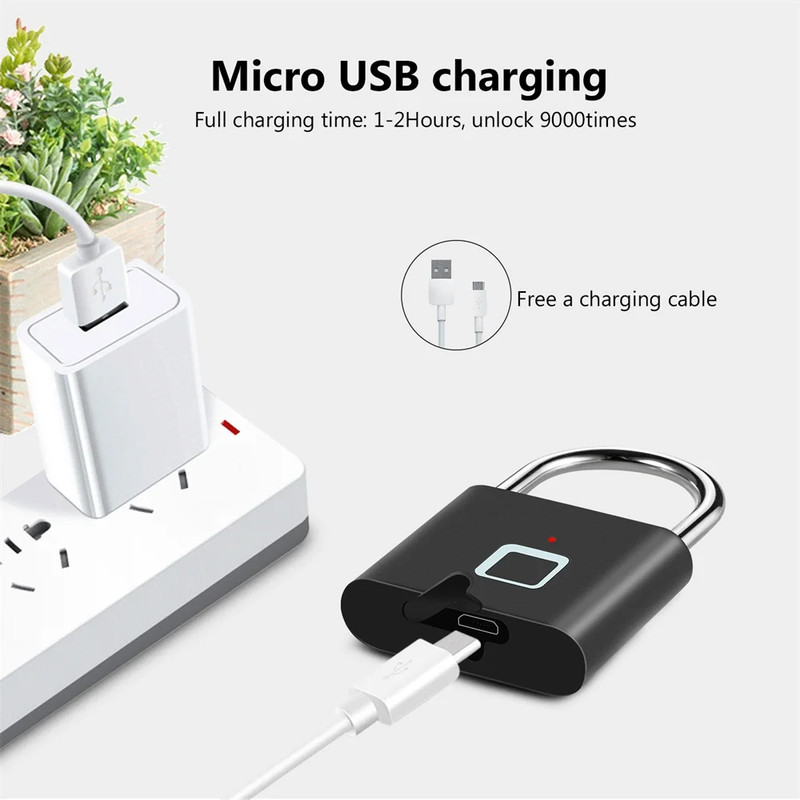 Keyless USB Charging Fingerprint Lock Smart Padlock Waterproof Door Lock 0.2Sec gallery