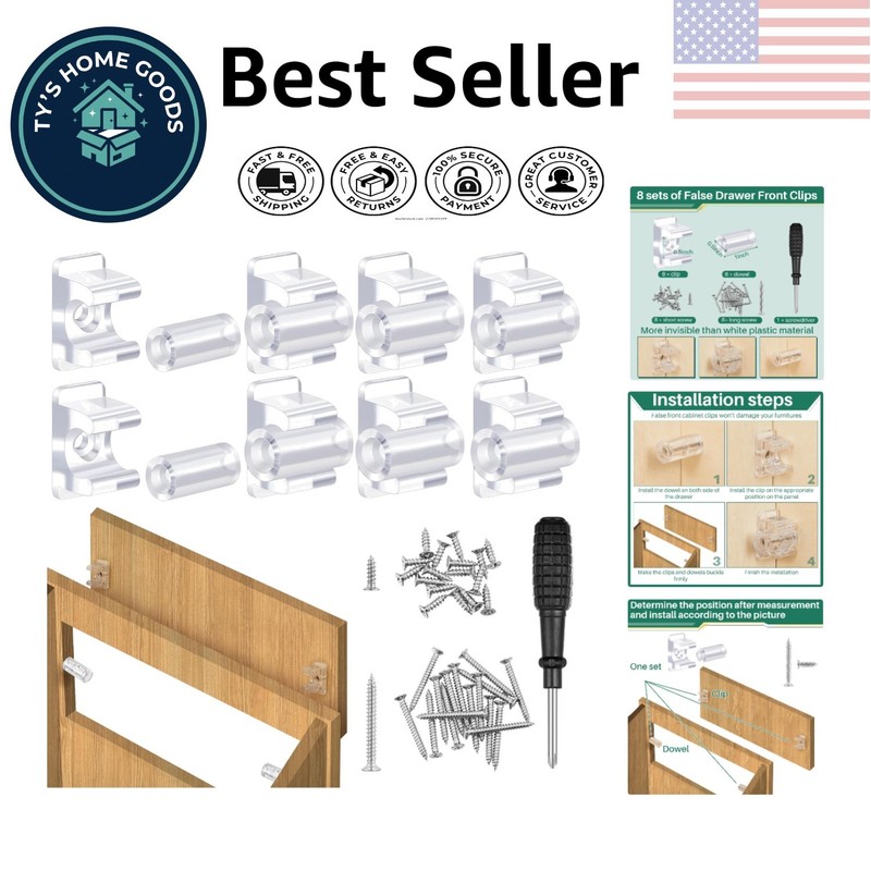Versatile Storage Solutions: 8 Pairs of Transparent False Drawer Clips Included