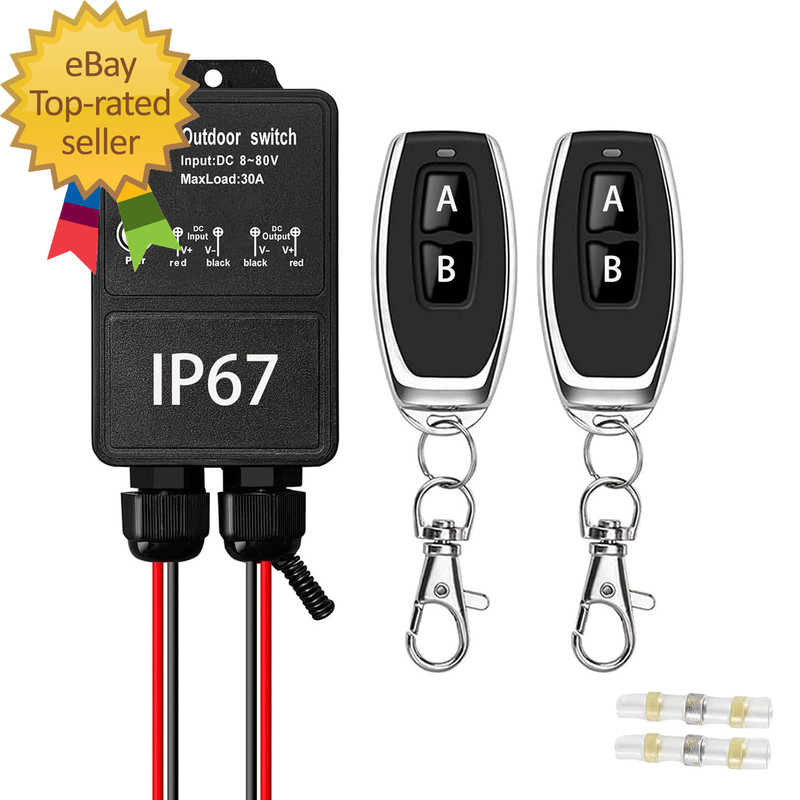 IP67 Waterproof DC8-80V 30A Relay Wireless Switch with 328FT Long Range