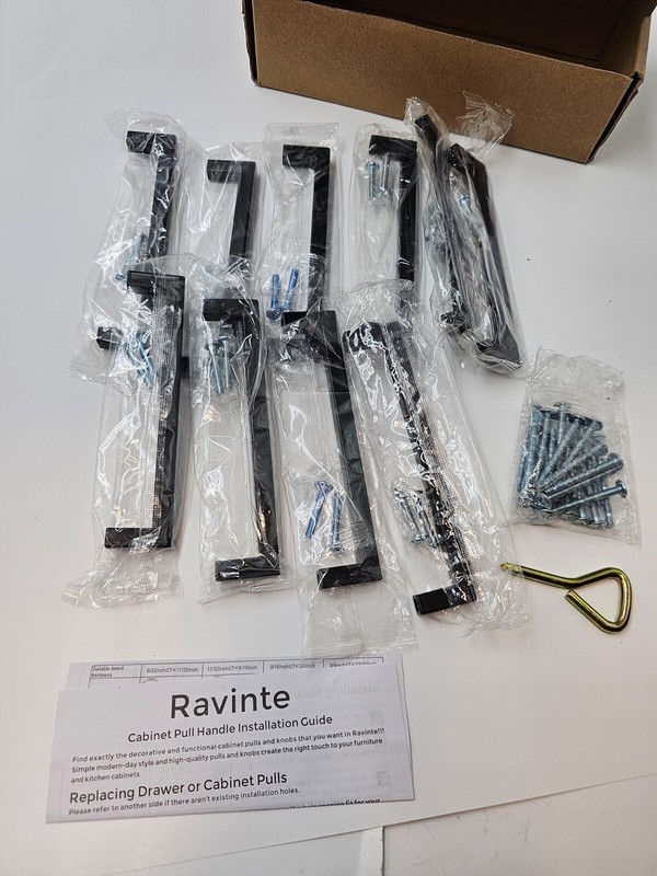 Box of 10 Ravinte Solid 3” Kitchen Square Cabinet Handle Matte Black Hardware