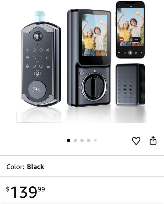 SIX SMRTIPLX S398 Video Smart Lock . Keyless entry, smart home