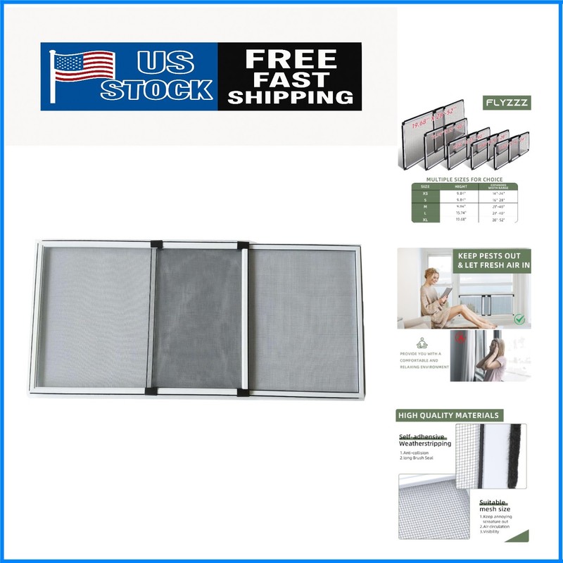 Expandable Aluminum Frame Window Screen, 10”h x 14-24”w for Easy Installation