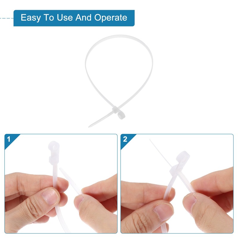 250Pcs 12 Inch 48 Lbs Mount Head Cable Zip Ties Self-Locking Nylon Zip, White gallery