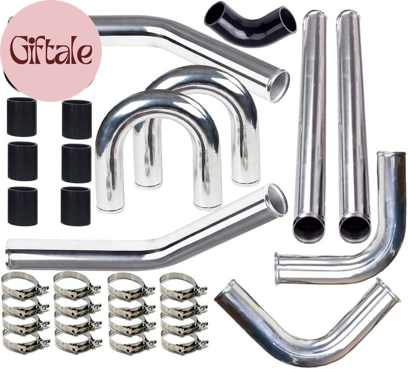 2" 8-Pcs Universal Intercooler Pipe Piping Turbo Polished Aluminum Kit with Sili gallery