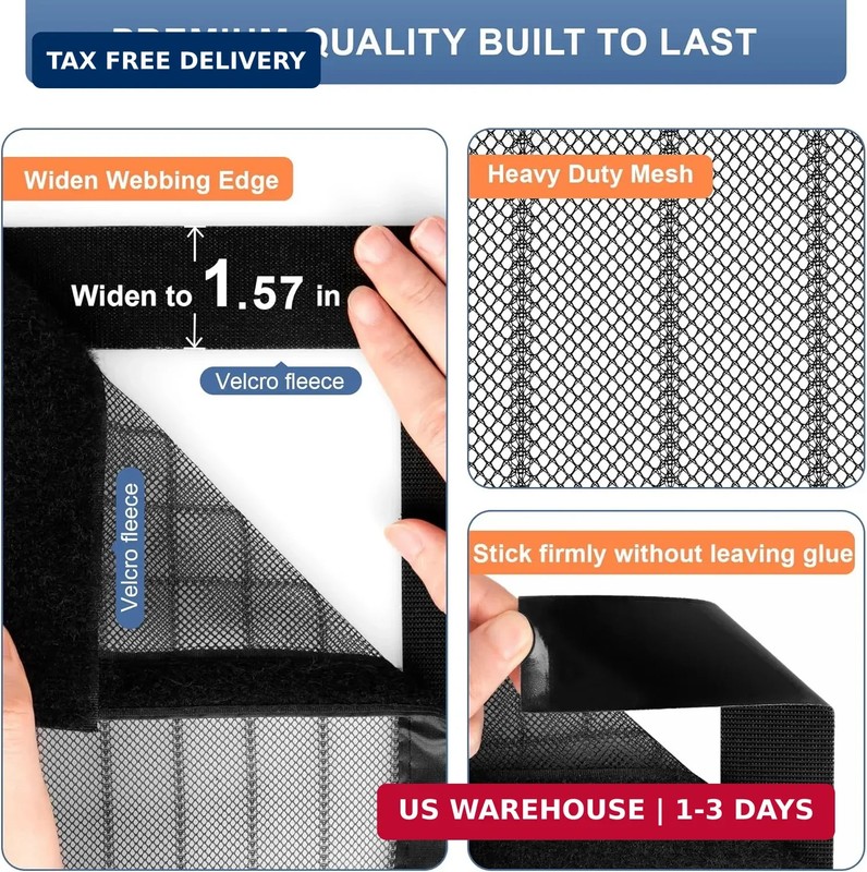 METAONLY Magnetic Screen Door Mesh Fits 36" x 80" Door - Curtain Size 38" x 82", gallery