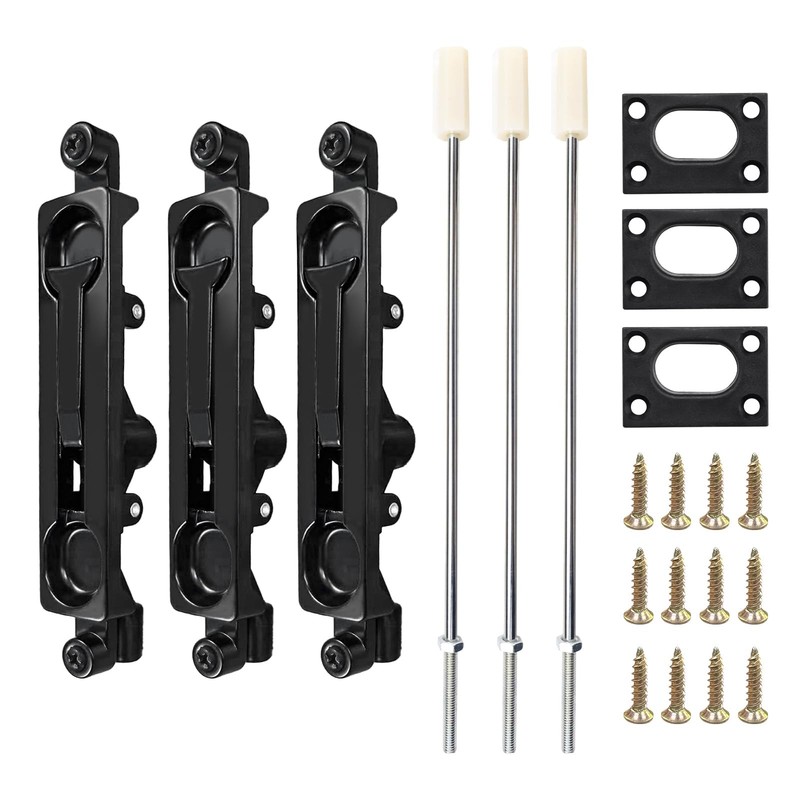 3 Pack Flush Bolt Double Door 12 Inch Extended Lock French Alternative Black