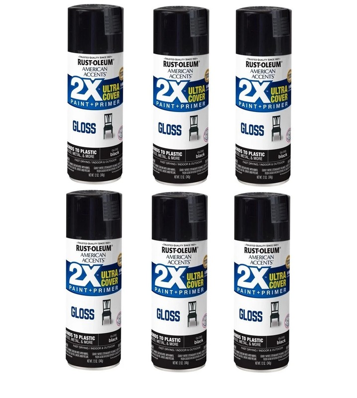 6 Pack Rust Oleum Stops Rust Protective Enamel Spray Paint Semi Gloss Black 12oz