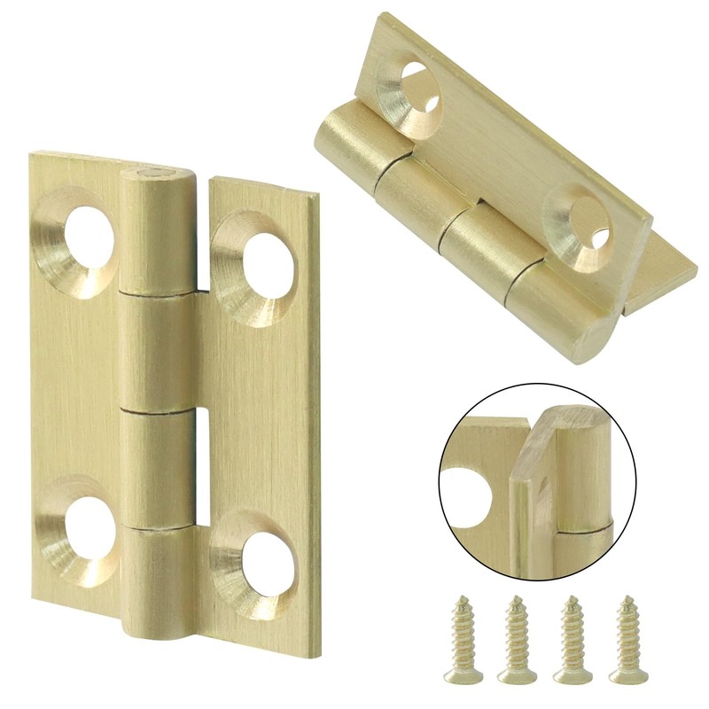 4 PCS 1 Inch Mini Solid Brass Hinges Cabinet Small Box Butt Hinges Set gallery