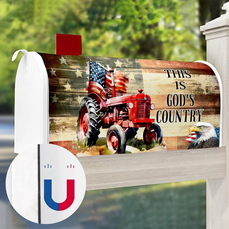 Mailbox Covers Magnetic Standard Size, Patriotic American Eagle Tractor Mailbox