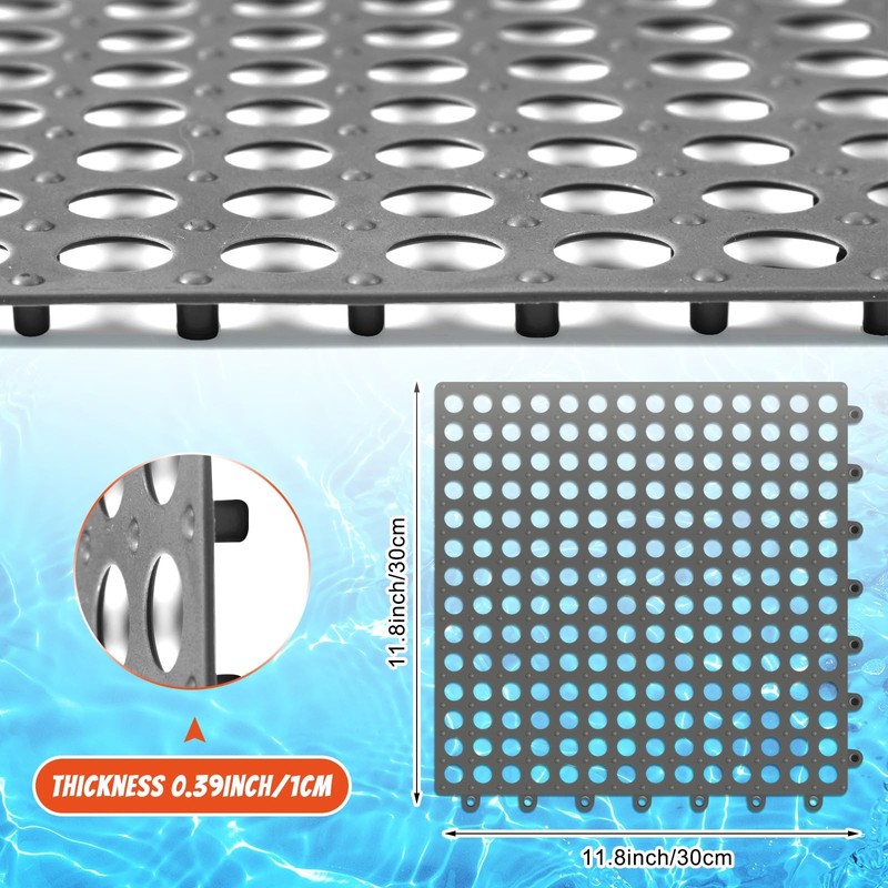 24 Modular Interlocking Floor Mat Rubber Tiles 12"x12" Drainage Interlocking ... gallery