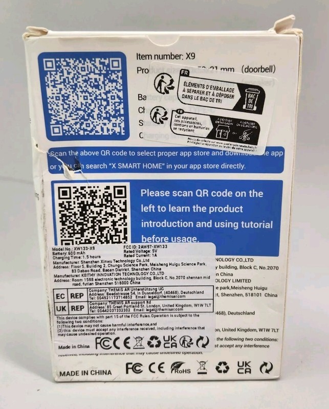 Visualizable Fast Charging Smart Doorbell XW133 X9 White gallery