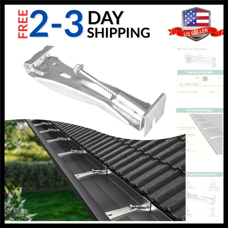 25Pack 5 Inch Gutter Hangers with Pre-Inserted Screw Hidden K-Style Aluminum …