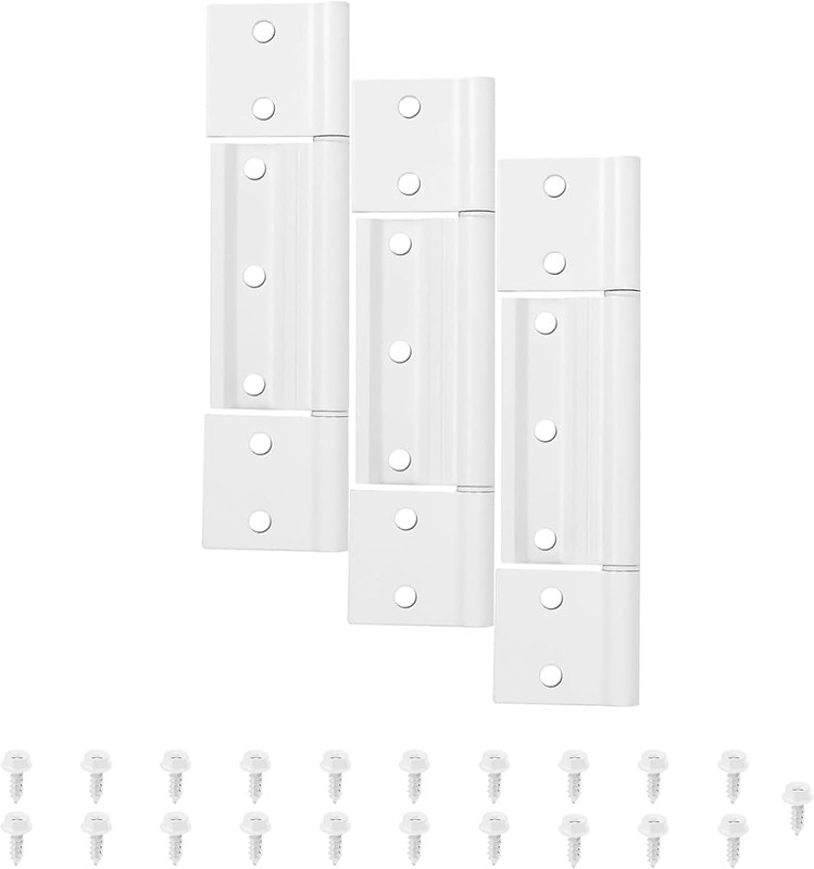 3-Pack Matte White Screen Door Hinges, 1/8 Inch Grooved Center Storm Door Hinge gallery