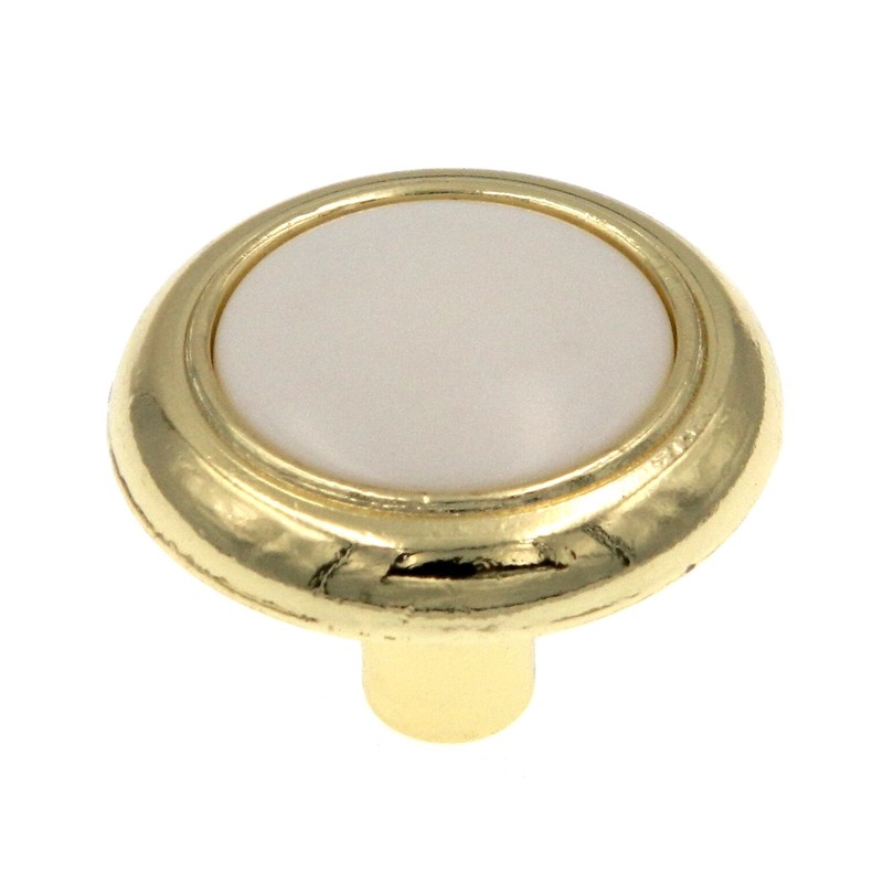 10 Pack Amerock Allison Polished Brass Off White 1 1/4″ Cabinet Knob 244WPB