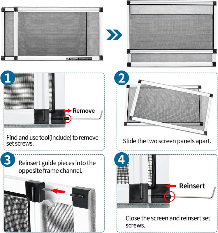 Expandable Window Screen, 2 Pack Adjustable Window Screen (15" H X 21" - 40" W) gallery