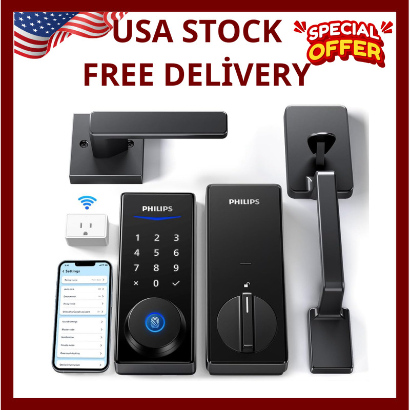 Wi-Fi Smart Lock with Handle,Keyless Entry Keypad Door Lock with Handle,Front..