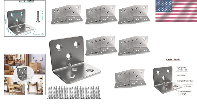 Rust-Resistant Silver Corner Brackets, 30 Count gallery
