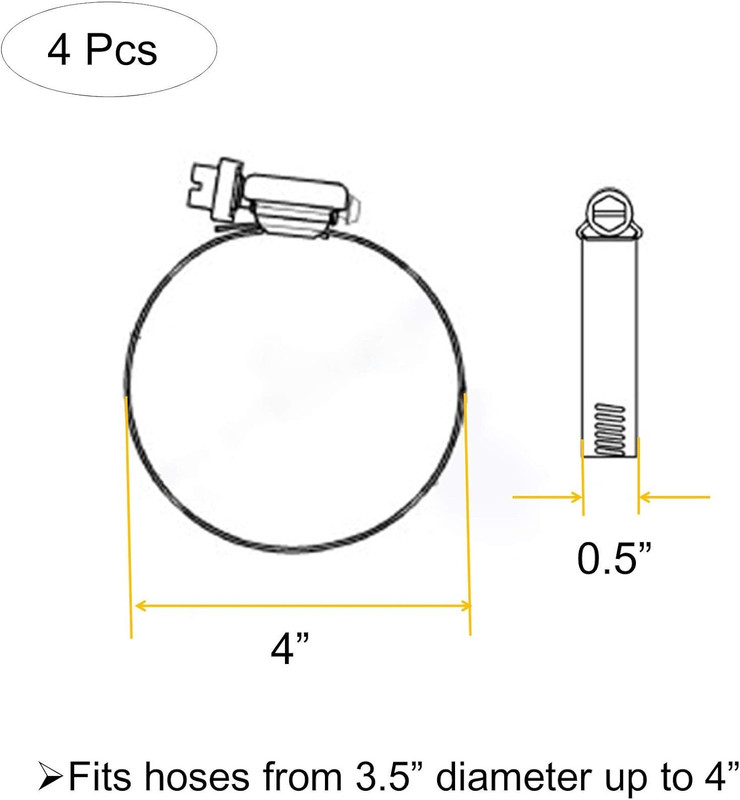 4" (Diameter) Adjustable 304 Stainless Steel Duct Clamps Hose Clamp Pipe Clamp A gallery
