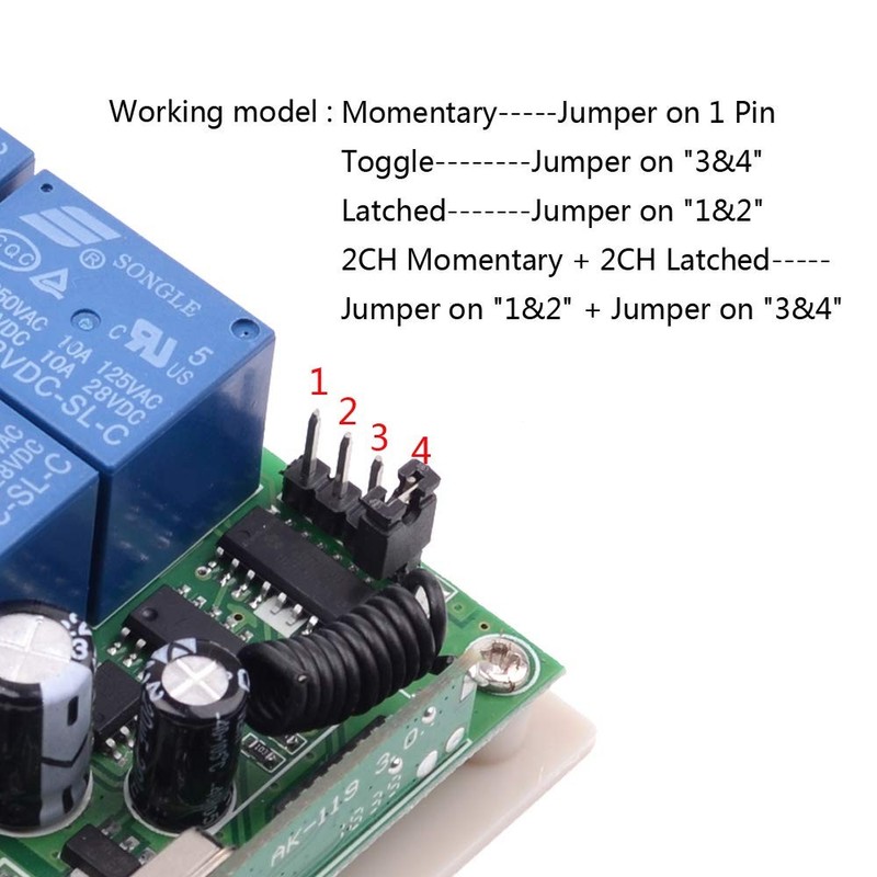 DC 12V Remote Control Switch 4 Channel Universal 433Mhz Momentary Wireless gallery