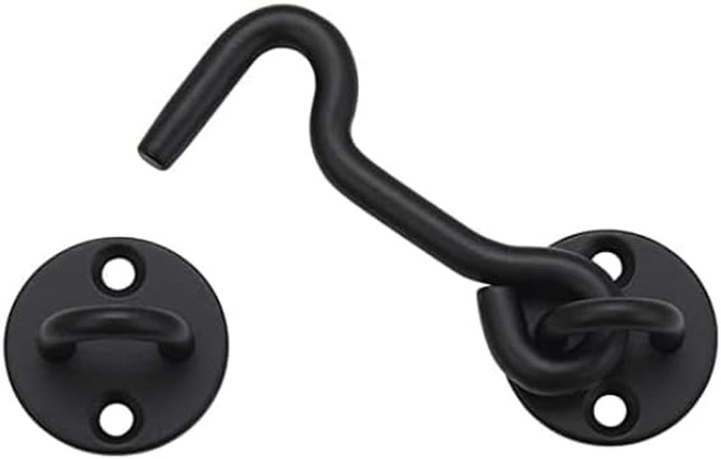 4” Privacy Hook and Eye Gate Latch Easy Lock for Barn Door, Black