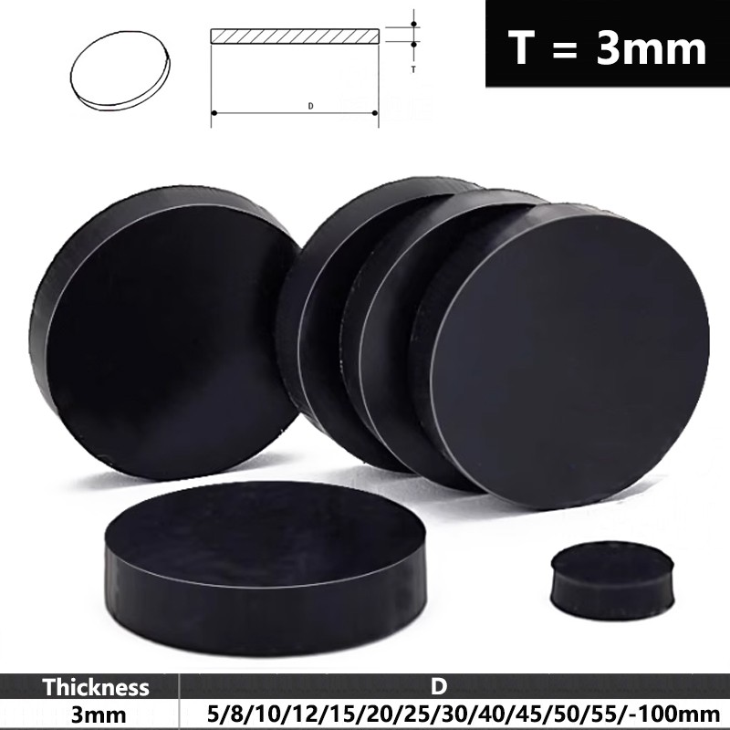 10x Round Solid EPDM Rubber Disc Discs Pads | Diameter: 12-100mm | Thickness 3mm