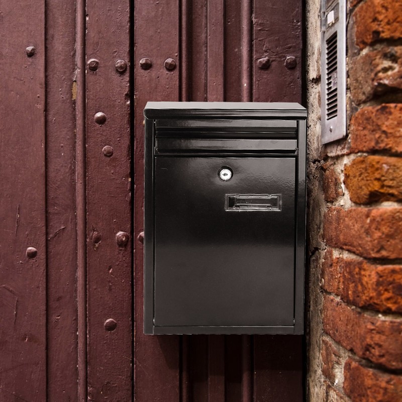 Steel Wall Mount Mailbox Lockable Newspaper Letterbox Lockable with 2 Door Keys gallery
