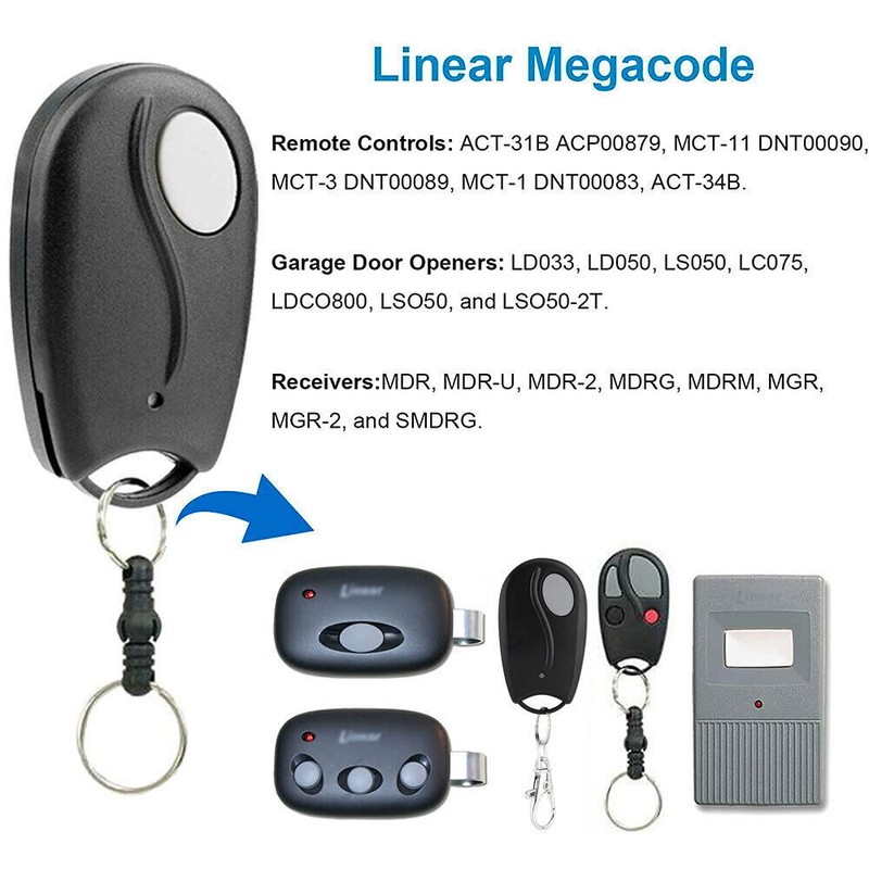9 Dip Switch Universal Gate Remote for Linear Garage Door Opener Keychain 318MHZ gallery