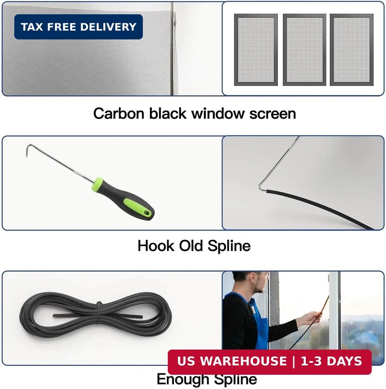 Window Screen Door Repair Kit Include Window Screens Mesh 48"x118" with All Tool gallery