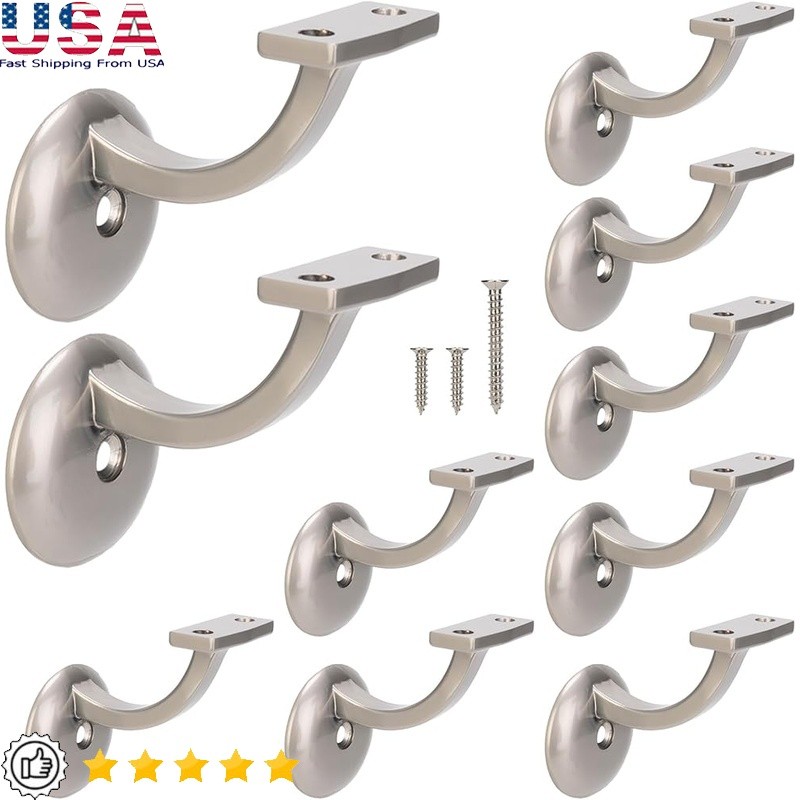 Steel Handrail Brackets Indoor Outdoor Stairs Anti-Rust Stair Support 10 PCS New