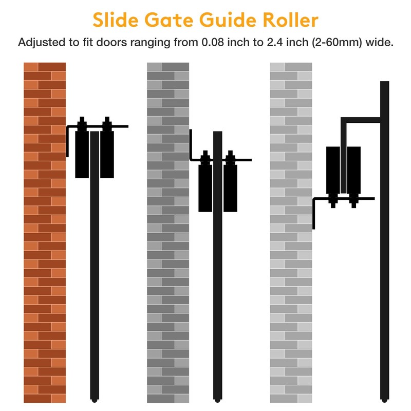6" Gate Roller Guide with L-Bracket, Universal Adjustable Heavy 1 Pack, Black gallery