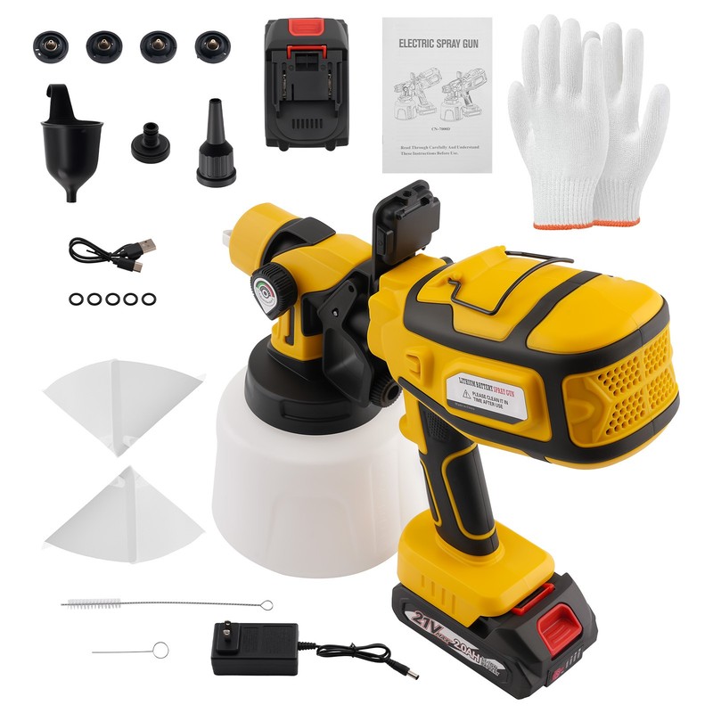 200W Paint Sprayer Electric HVLP Handheld 1400ML 5 Copper Nozzles Adjustable LED