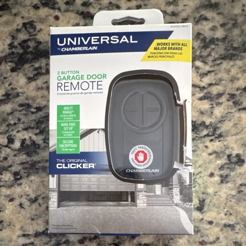 Chamberlain Universal 2 Button Garage Door Remote KLIK3U-BK2, 800ft, Black