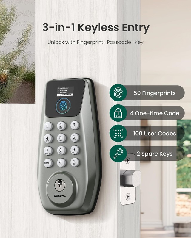 C110 Smart Lock with LockVue Display, 3-in-1 Keyless Entry Door Lock with Fin... gallery