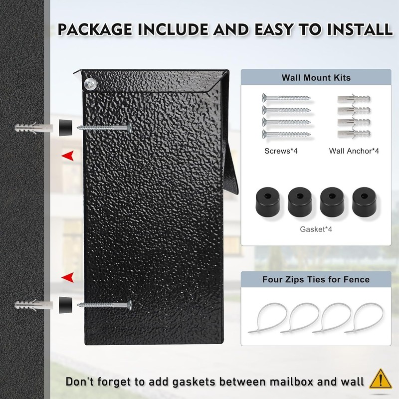 Wall-Mount Mailbox, Large Capacity Mail Box, Mailboxes for Outside, Galvanize... gallery