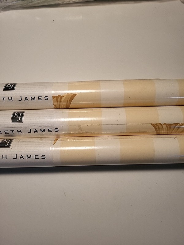 Kenneth James Wallpaper Pattern Run #1 (3 Large Rolls)Yellow And White Stripes gallery