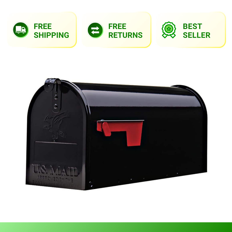 Elite Black, Medium, Steel, Post Mount Mailbox